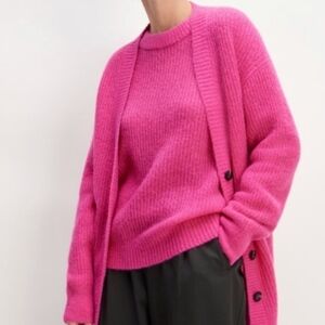 Everlane Pink Long Cardigan – Alpaca/Merino Wool Blend